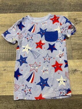 Little Sleepies Relaxed Pocket Tee Size 6-12 Months Stars 4th of July Print